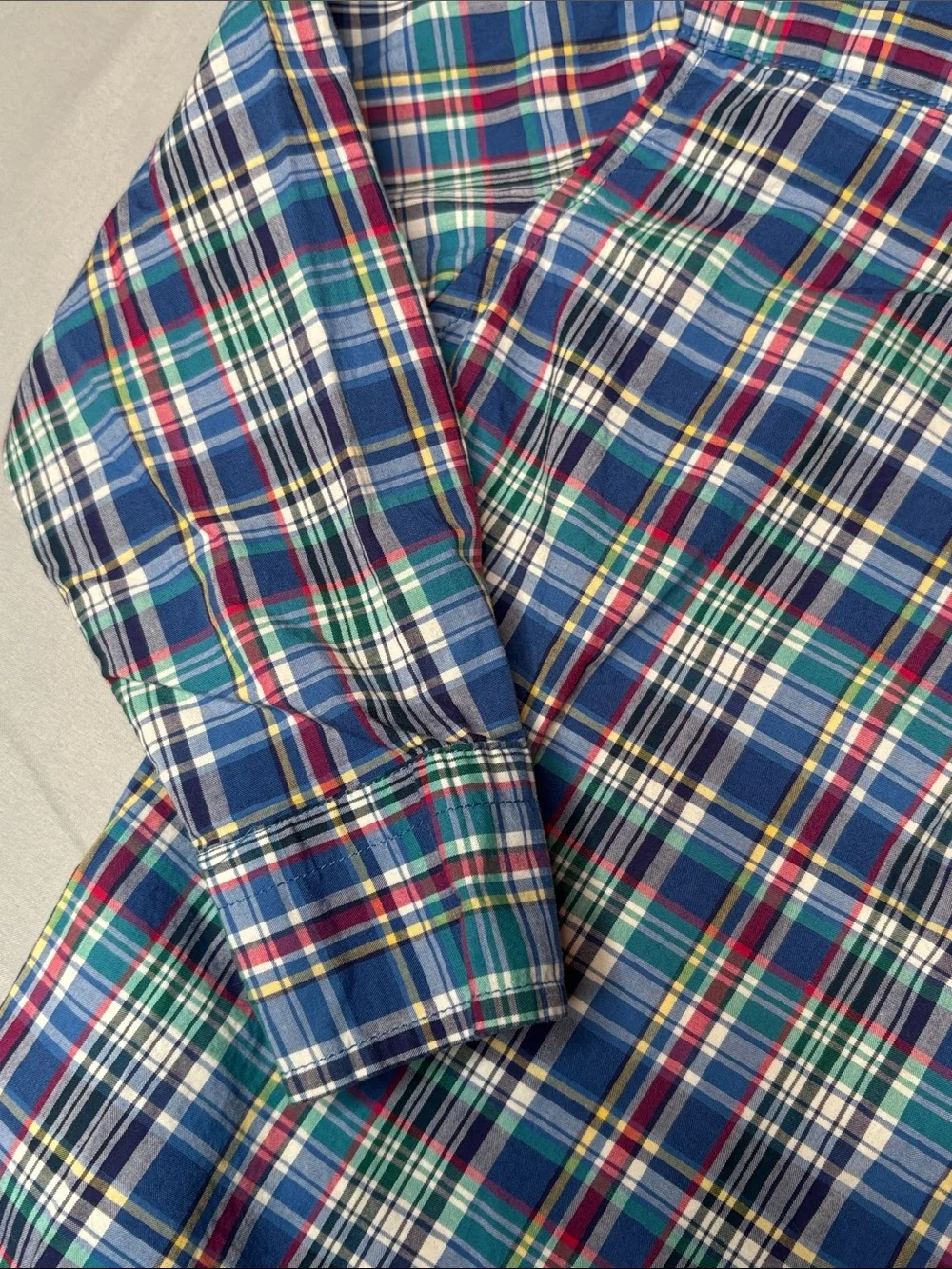 Ralph Lauren Boys Navy Green Red Plaid Button-Down Long Sleeve Shirt Size 3 3T